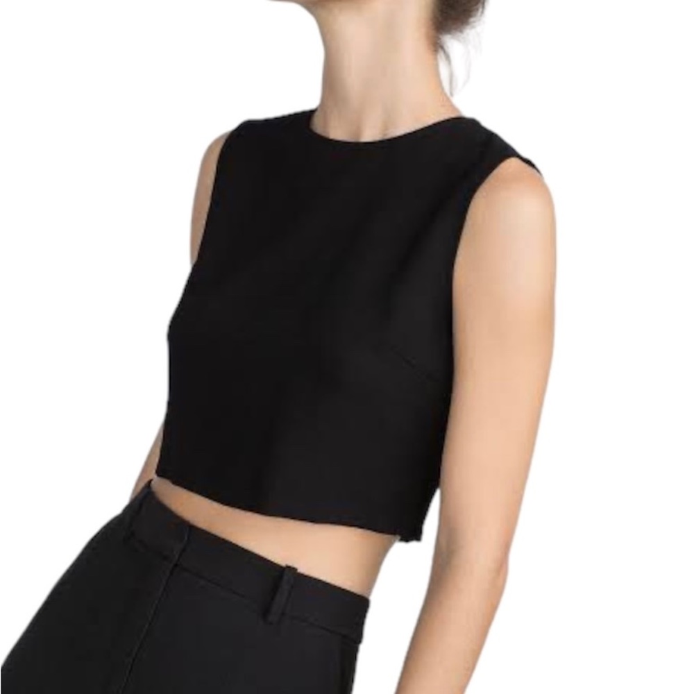 NWT Zara Black Crop Top with Gold Zipper detail - Picture 13 of 13